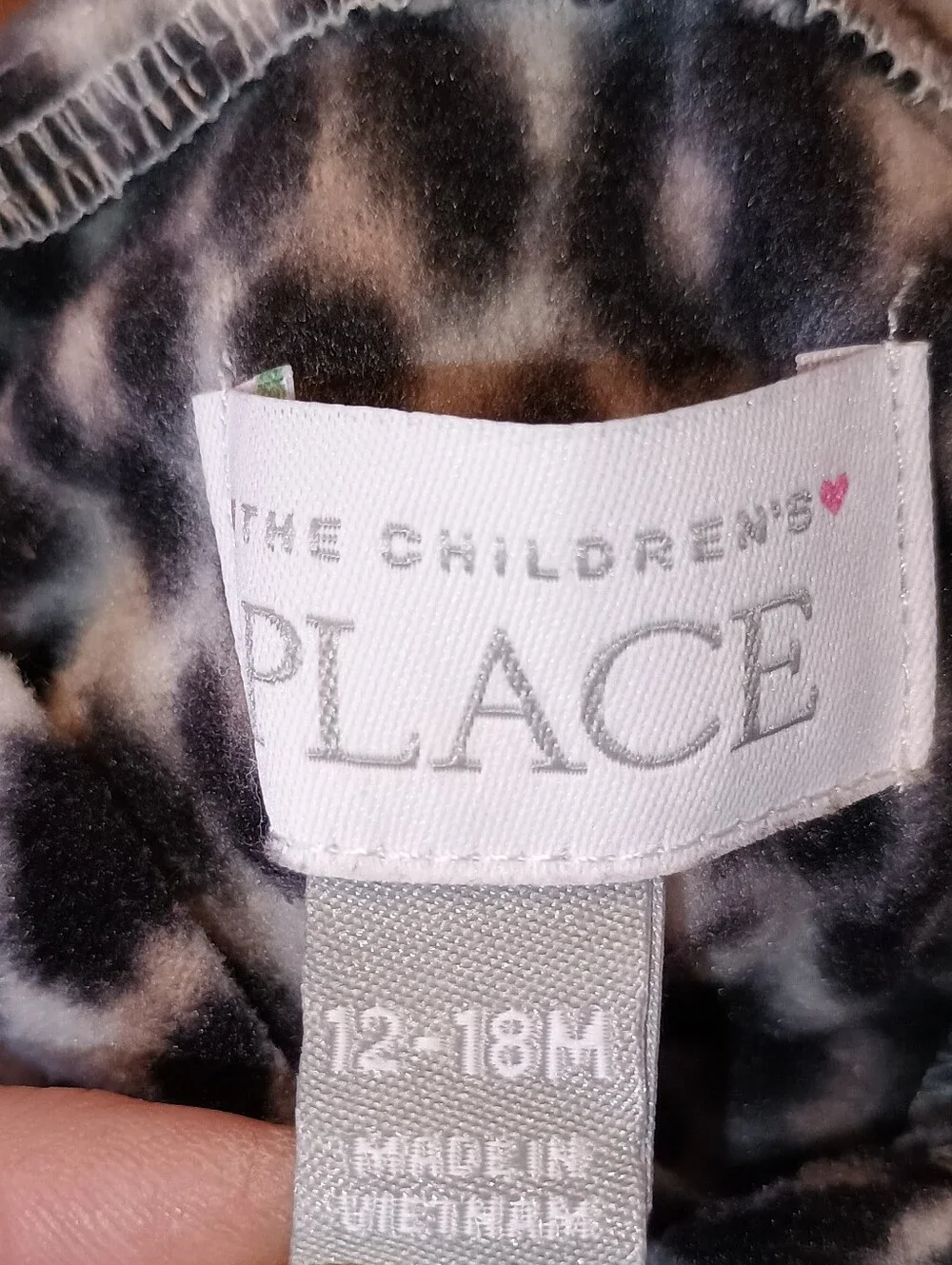 The Children's Place Girls 12-18M Leopard Fleece Hooded Jacket Bear Ears Peplum